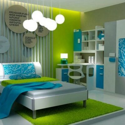 Interior Kamar Tidur Minimalis Dengan Nuansa Warna Hijau