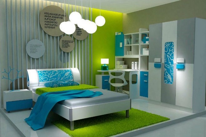 Interior Kamar Tidur Minimalis Dengan Nuansa Warna Hijau